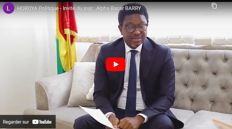 Entretien Horoya Avec Le Ministre Alpha Bacar BARRY